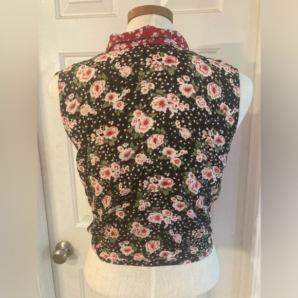 Vintage button up sleeveless floral top womens fits like a small Sostanza contem - Picture 2 of 6